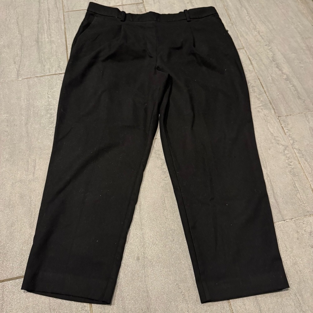 LOFT Black Pleated Straight Leg Ankle Dress Work Pants Size XL